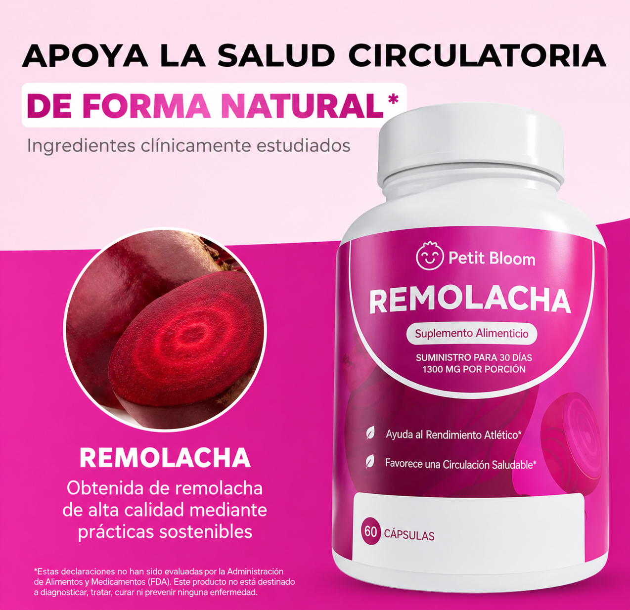Cápsulas de Remolacha Petit Bloom para Favorecer la Circulación y la Vitalidad*